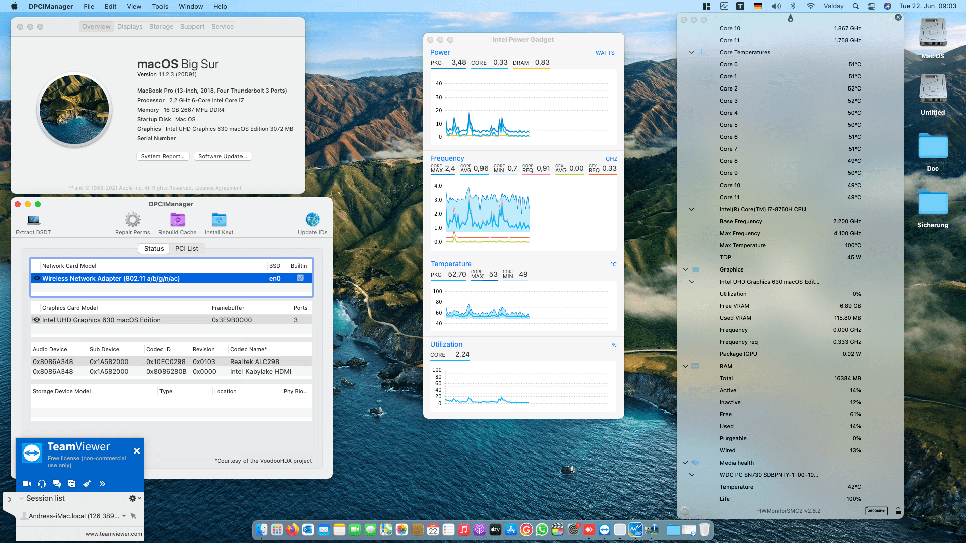 Success Hackintosh macOS Big Sur 11.2.3 Build 20D91 in Razer Blade 15 RZ09-02386G92